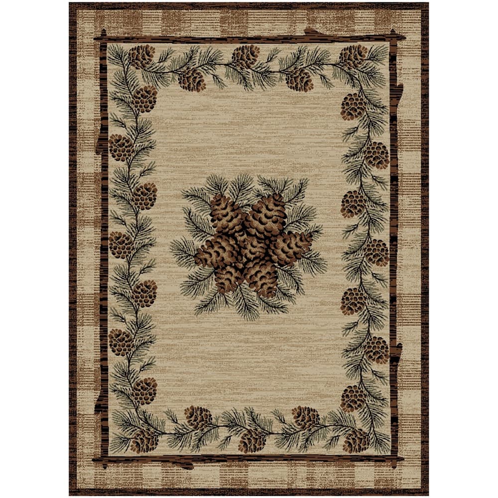 American Destination Greensboro Brown Rustic Pinecone Area Rug