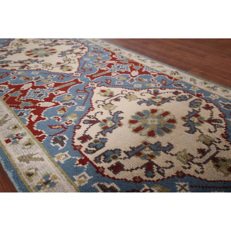 Blue Kazak Oriental Runner Rug Hand-Knotted Wool Carpet - 2'8"x 8'2"