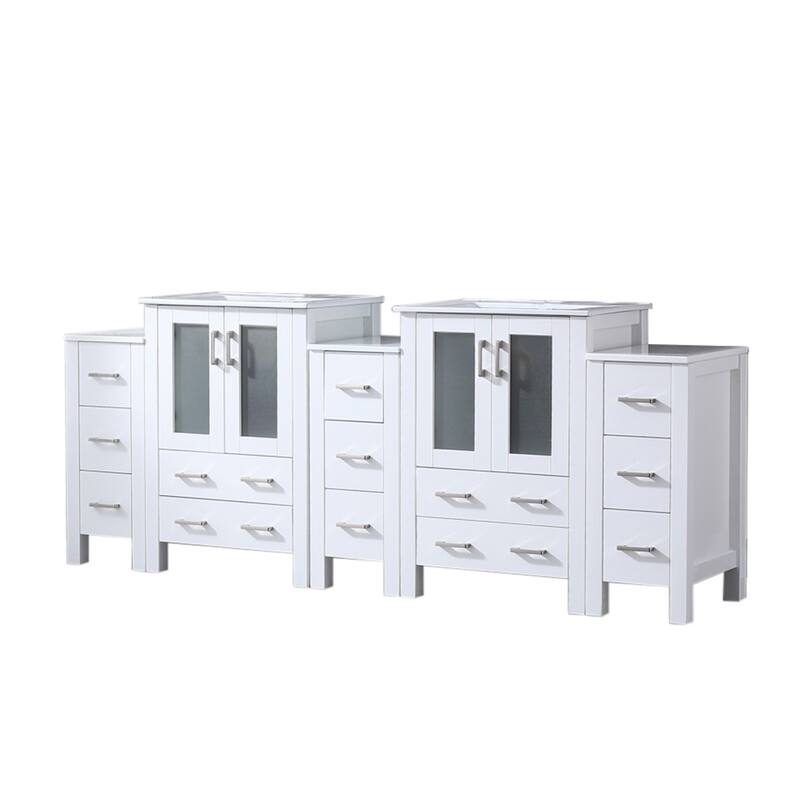 Volez Bath Vanity with Side Cabinets, Ceramic Top & Sink
