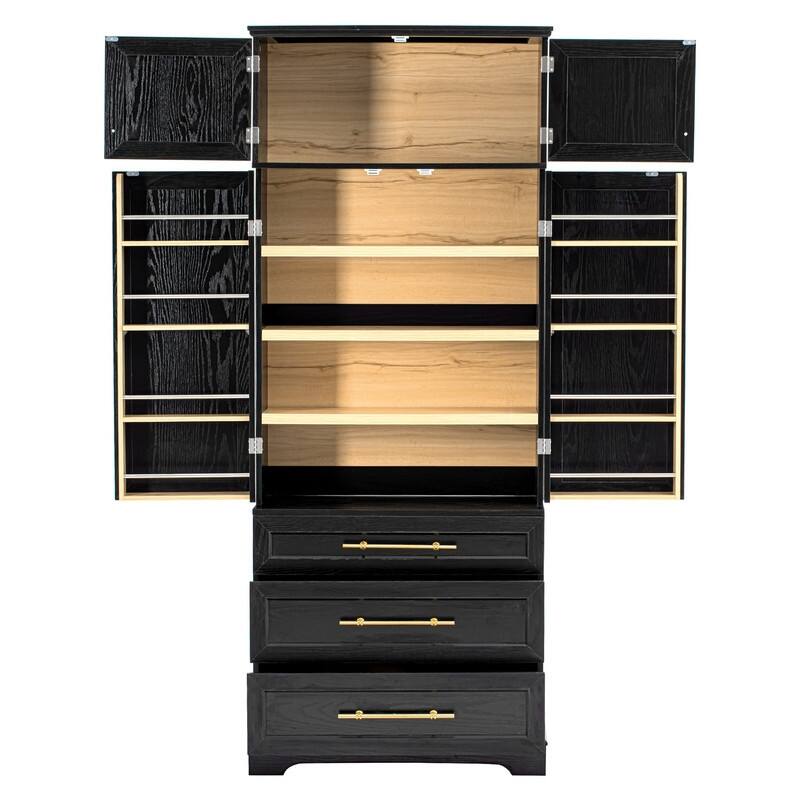 Farmhouse 78.2" Kitchen Pantry Cabinet with 4 Doors, 3 Adjustable Shelves and 3 Drawers