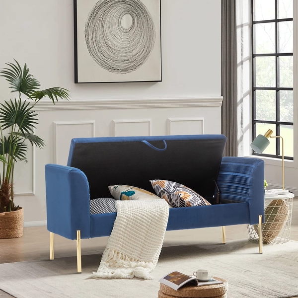 Storage Ottoman Bench Upholstered Velvet Entryway Bench with
