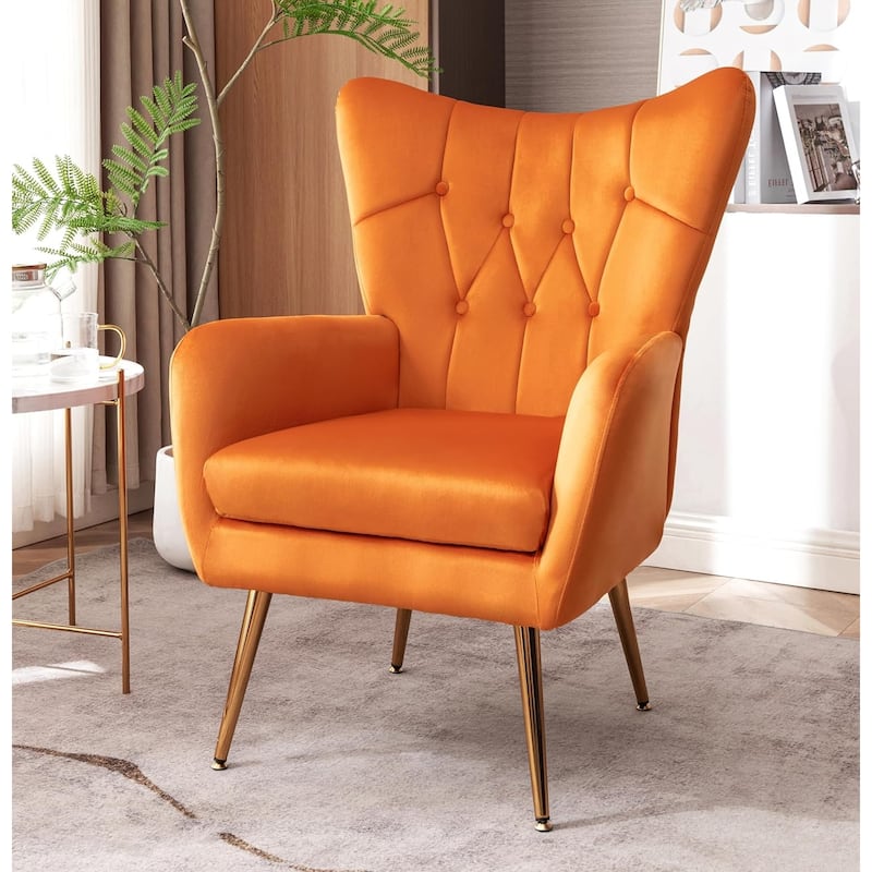 US Pride Furniture Modern Accent Chair with Ergonomic High Wingback Microfiber Upholstered Armchair with Metal Legs