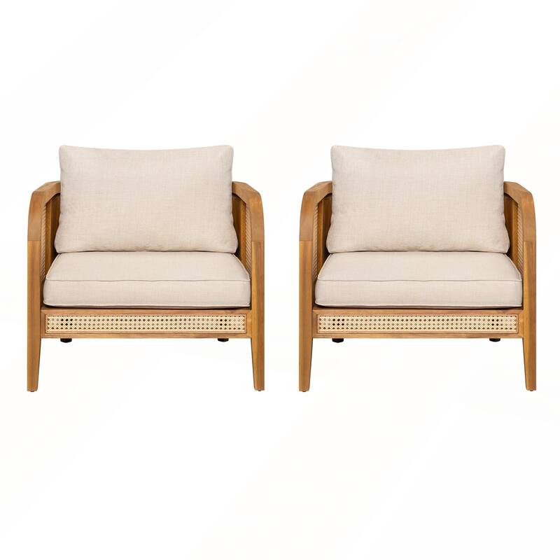 Outdoor Patio Cushioned Arm Chair Set of 2