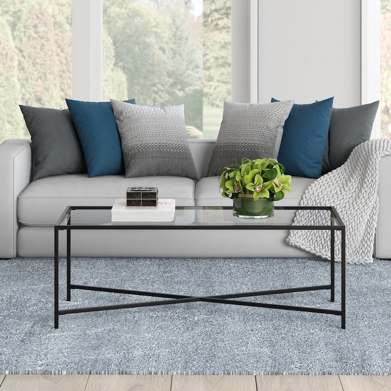 Henley 48'' Wide Rectangular Coffee Table with Glass Top