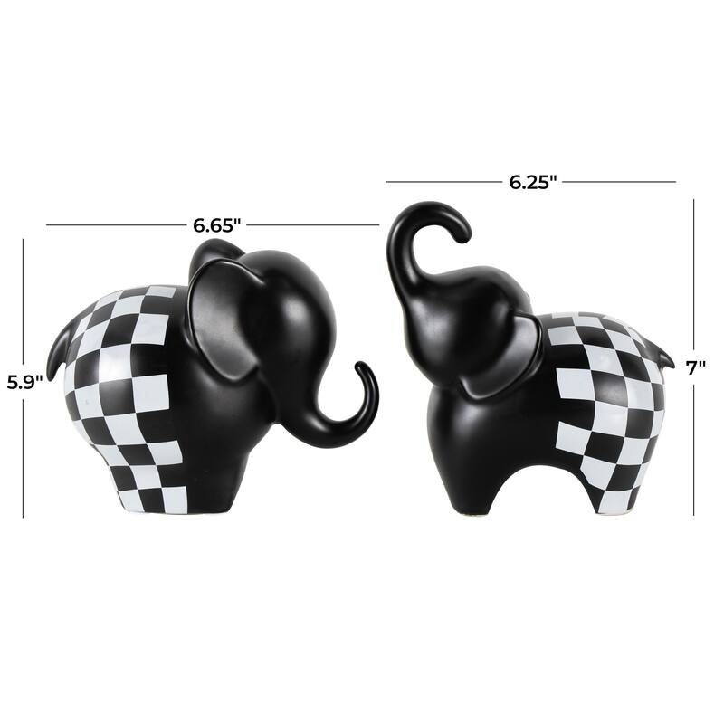 The Novogratz Gold, Silver, Black, White or Multi Colored Porcelain Ceramic Elephant Decorative Sculpture (Set of 2)