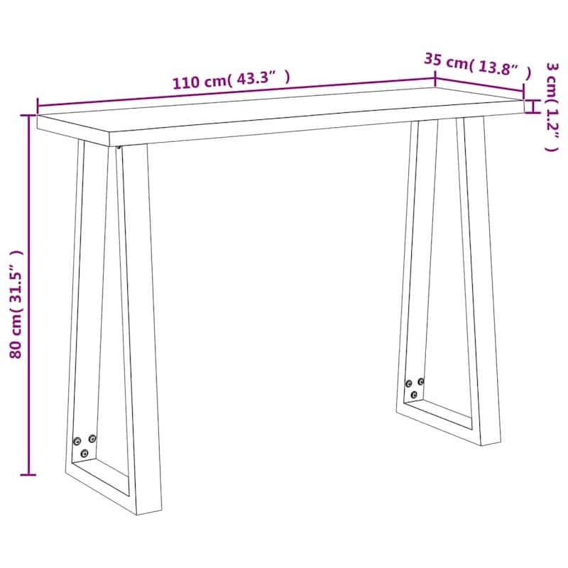 vidaXL Console Table with Live Edge Accent End Side Table Solid Wood Acacia