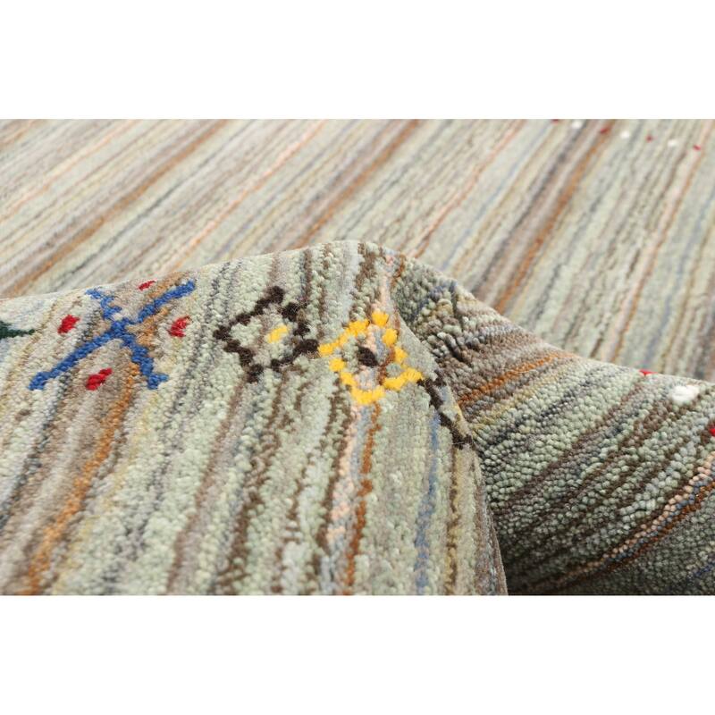 ECARPETGALLERY Hand Loomed Kashkuli Gabbeh Light Green Wool Rug - 4'0 x 5'9