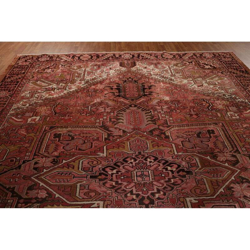 Vegetable Dye Traditional Heriz Persian Area Rug Handmade Wool Carpet - 10'2" x 13'0"