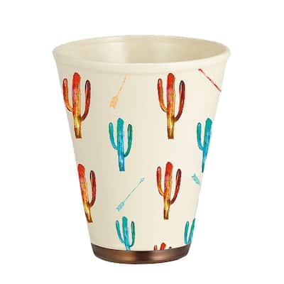 Paseo Road by HiEnd Accents Cactus Ceramic Wastebasket, 1PC - Cream/Multi