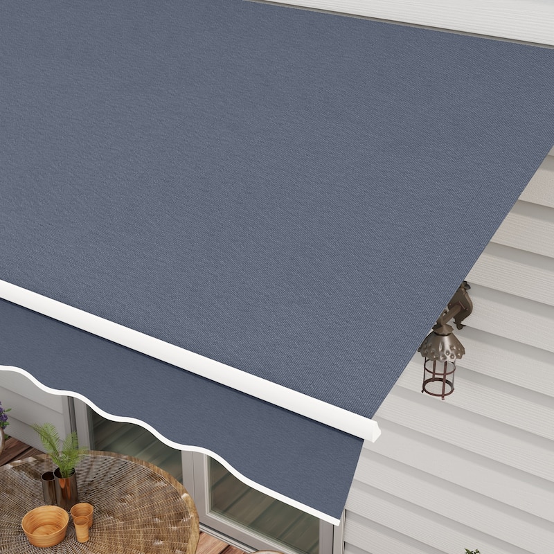 Outsunny 12' x 8' Retractable Awning, Patio Awning Sun Shade Shelter with Manual Crank Handle, 280g/m² UV