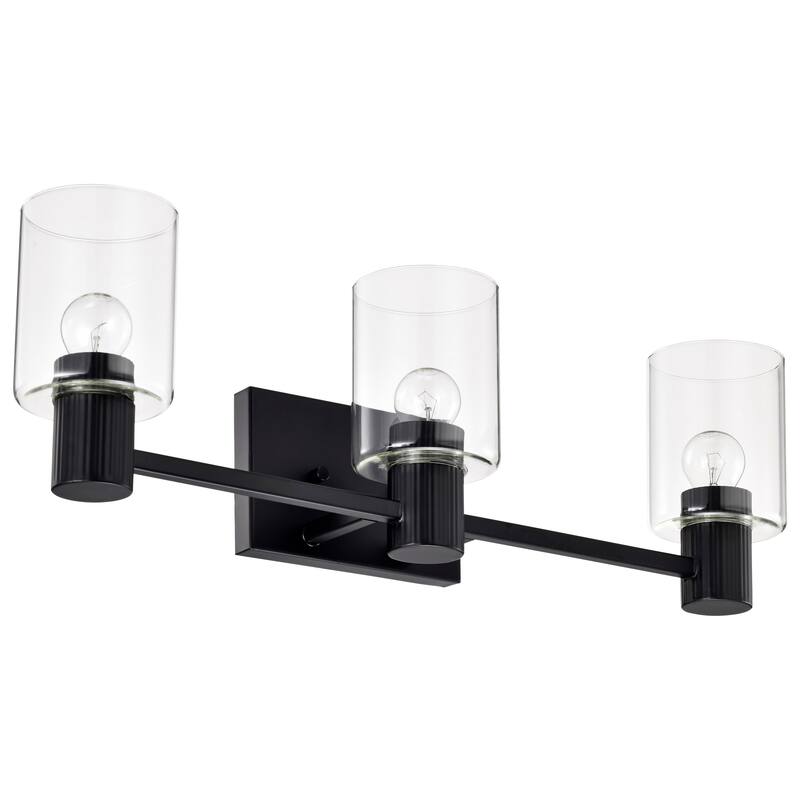 Clarksville 3 Light Vanity Matte Black with Clear Glass