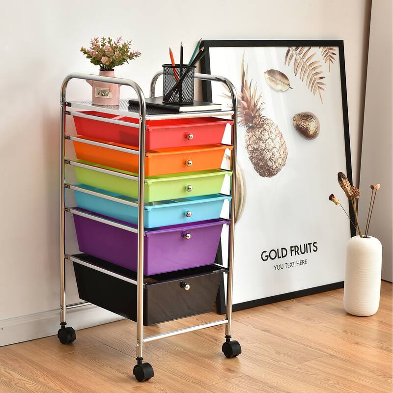 Costway 6 Drawer Rolling Storage Cart Scrapbook Paper Office Organizer