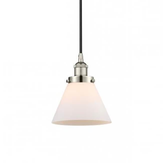 Innovations Lighting 616-1PH-10-8 Cone Pendant Cone 8" Wide Mini - Polished Nickel / Matte White