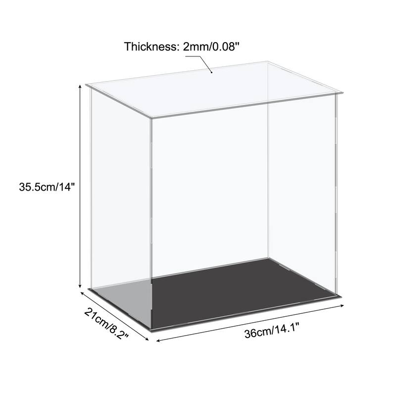 Acrylic Display Case Plastic Box Cube Storage Small Assemble Showcase - 14.1x8.2x14 Inch