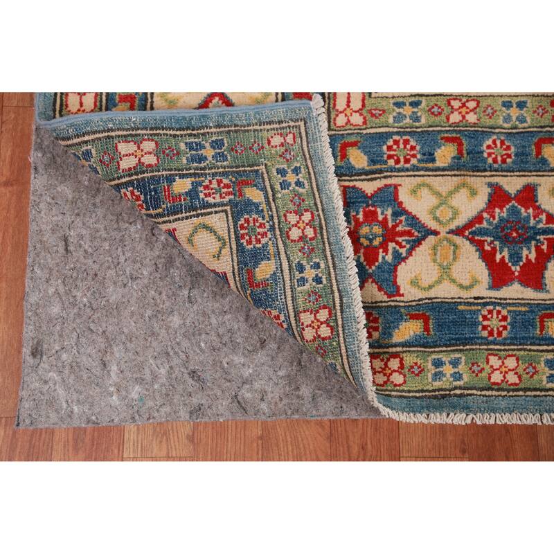 Hand Knotted Oriental 100% Wool Carpet Traditional Geometric Navy Blue & Blues Kazak Area Rug - 16' 3'' X 9' 10''