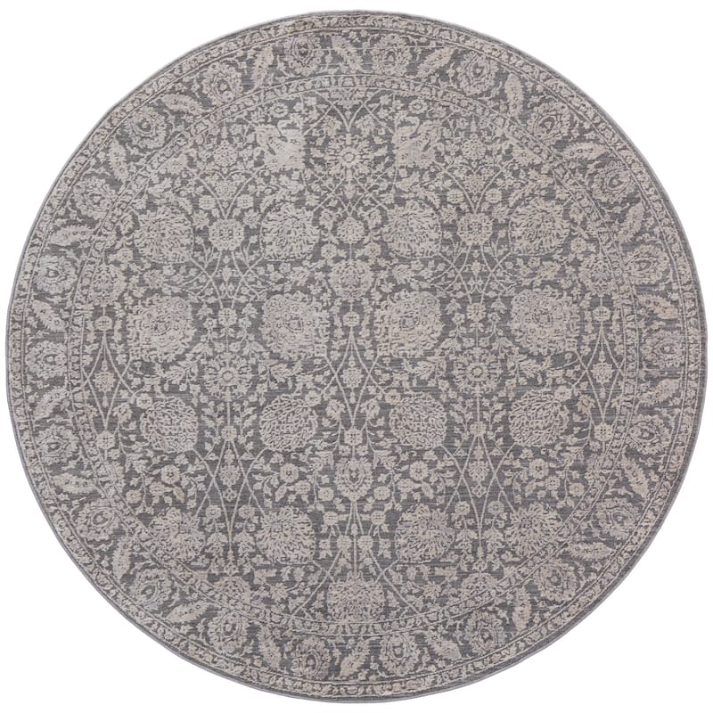 Sybil Transitional Oriental Style Rug, Charcoal/Bone White