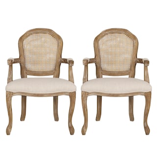 Mina Wood and Cane Upholstered Dining Chair by Christopher Knight Home