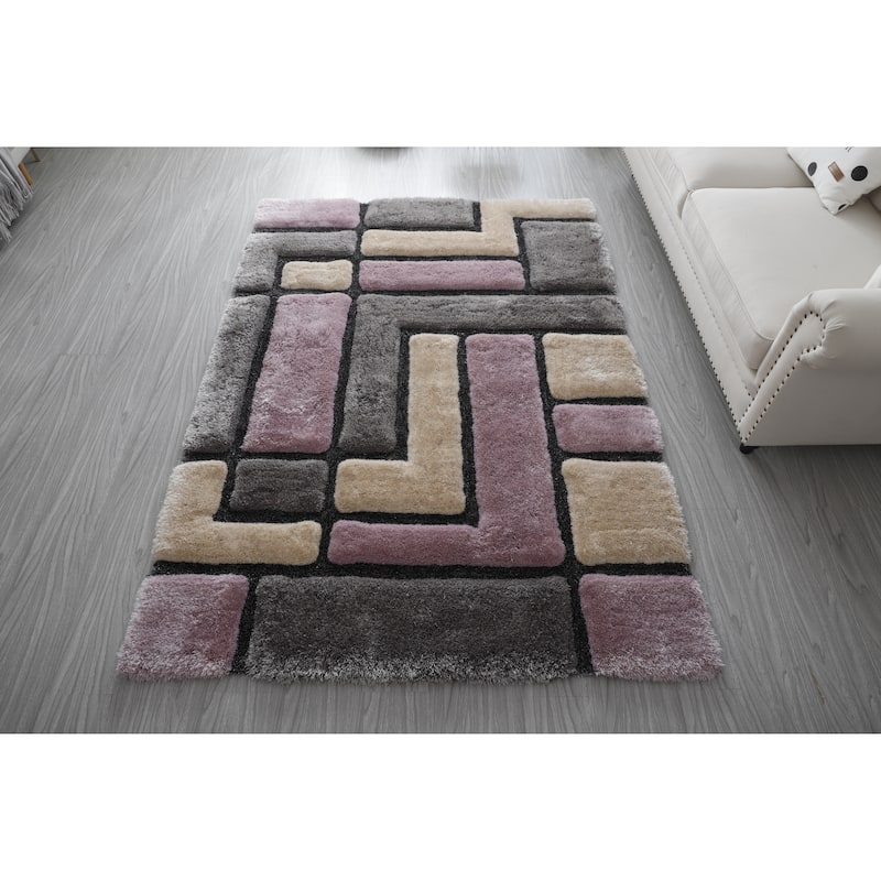 Mateos Shag Collection Geometric Area Rug