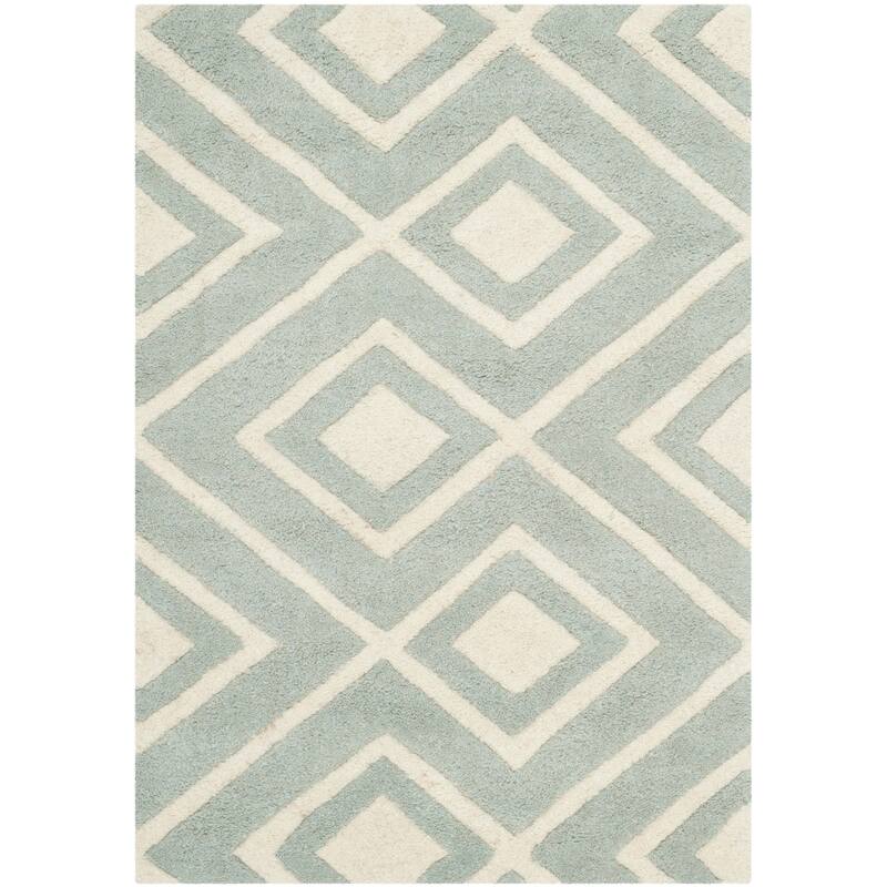 SAFAVIEH Handmade Chatham Evda Modern Moroccan Wool Rug - 2' x 3' - Grey/Ivory