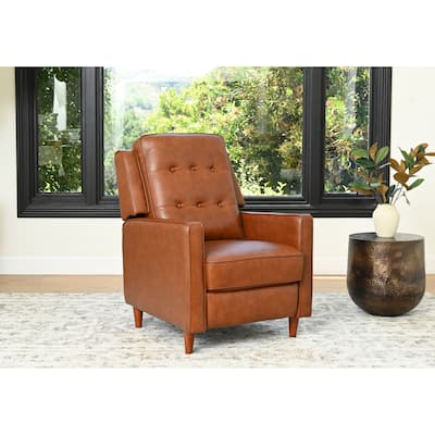 Abbyson Holloway Mid Century Top Grain Leather Push-back Recliner - Bed ...
