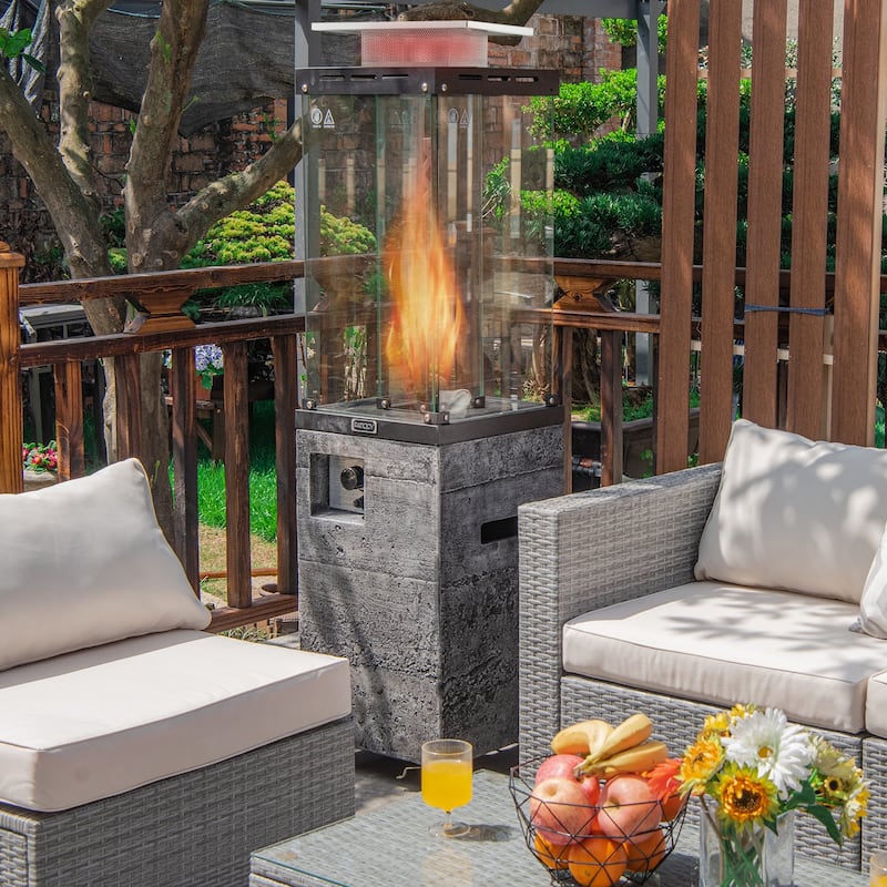 41 000 BTU Propane Patio Heater with Metal Hood - 15.5" x 15.5" x 62" (L x W x H)