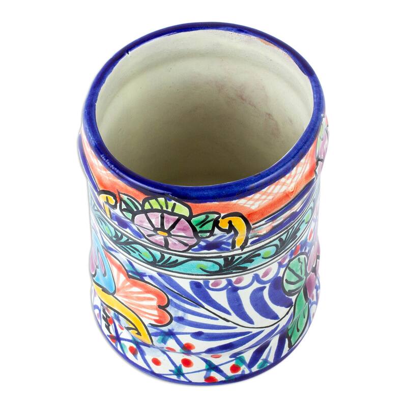 Novica Handmade Colonial Guanajuato Ceramic Utensils Holder