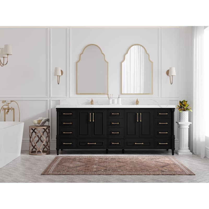 Willow Collections 84 in. W x 22 in. D Aberdeen Double Bowl Sink Bathroom Vanity with Countertop