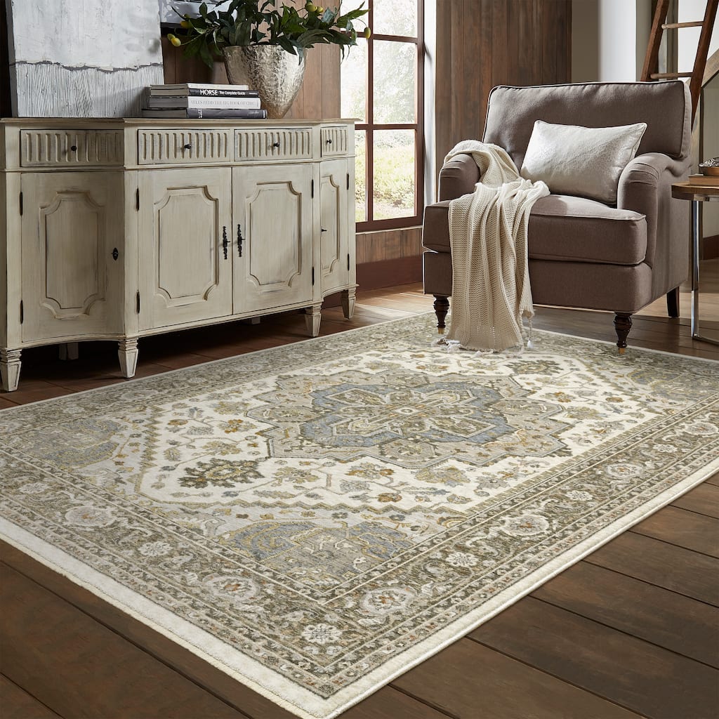 Style Haven Marley Traditions Center Medallion Ivory/ Gray Area Rug