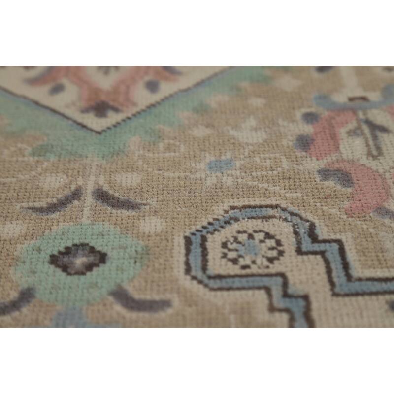 Beige Tabriz Persian Vintage Area Rug Hand-Knotted Wool Carpet - 6'6" x 9'9"