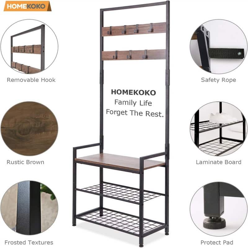 Coat Rack Shoe Bench - 25.19 x 12 x 68