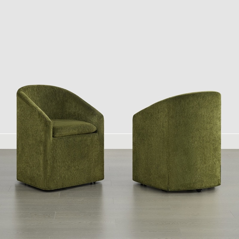 Spruce & Spring Modern Upholstered Dining Chair with Casters & Removable Slipcover