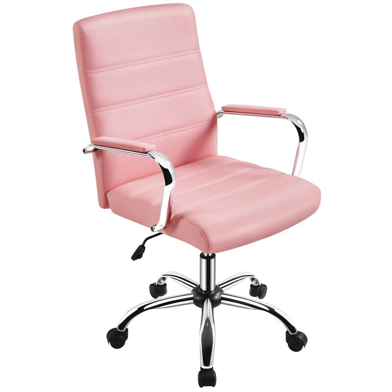 Yaheetech Adjustable Mid-Back Faux Leather Swivel Office Chair