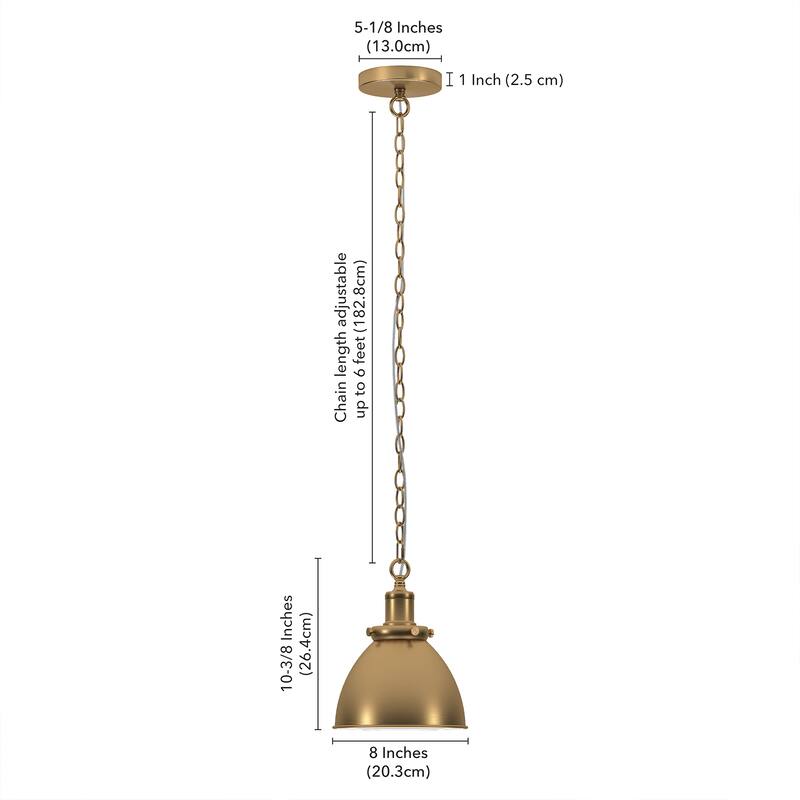 Elodie 8" Wide Pendant with Metal Shade - 8" Wide