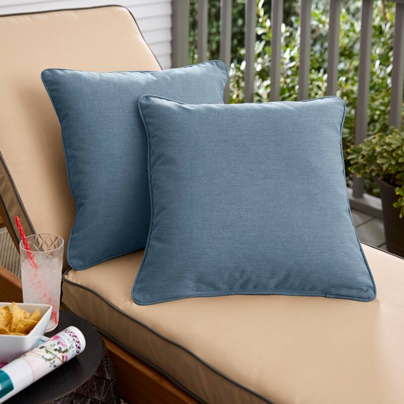 Sunbrella Denim Blue Indoor/Outdoor Pillows, Set of 2, Corded