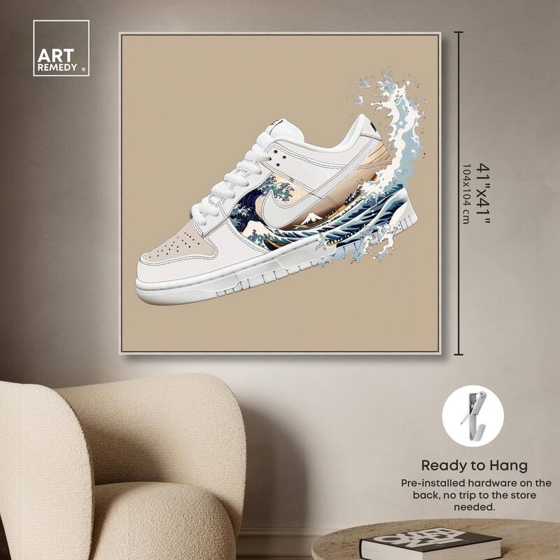 Great Wave Sneaker Splash Canvas by Art Remedy