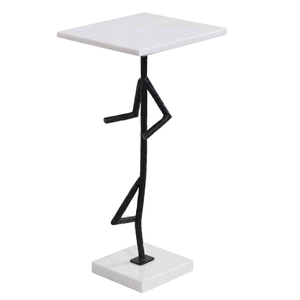 StyleCraft Lineform Martini Accent Table - White & Black - Left
