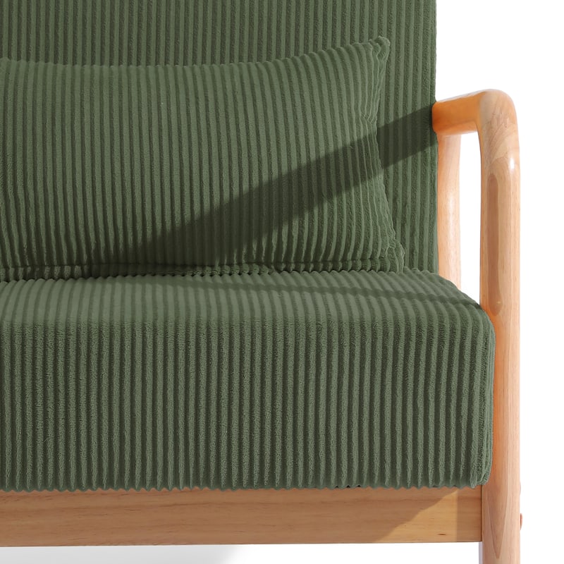 25" W Mid Century Upholstered Wood Accent Chair with Pillow set of 2