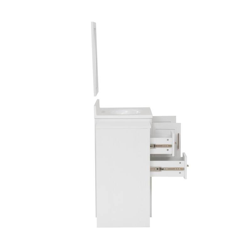 Linon Blakely Vanity with Mirror and Dual 12-inch Side Cabinets