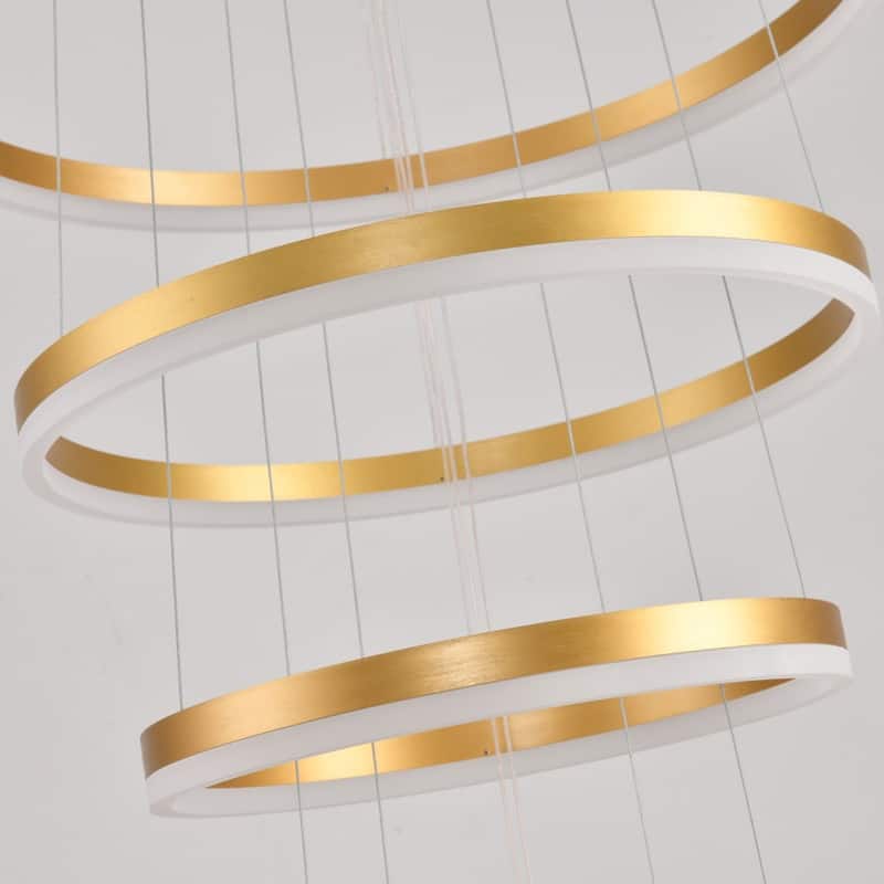 Modern LED Ring Chandelier - Remote Control Dimmable Pendant Lights for High Ceilings, Foyers & Living Rooms
