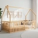 preview thumbnail 9 of 19, Kids House Gated Floor Bed Twin Size for 5+ by Comfy Cubs Natural Wood