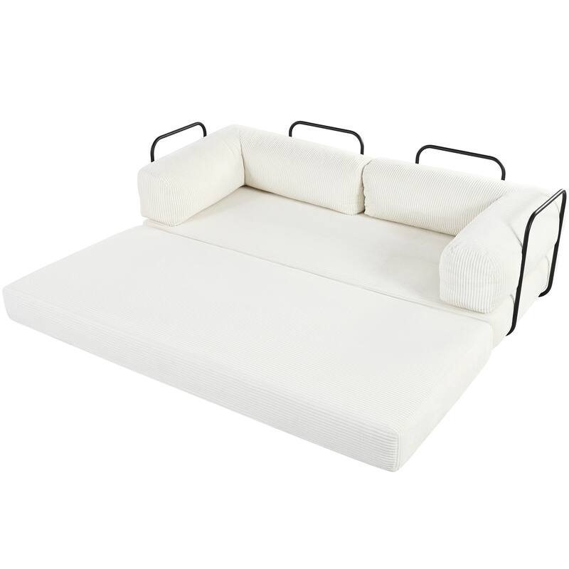 115" Polyester L-Shaped Modular Sofa Bed with Corduroy Upholstery and 4-Seat Configuration