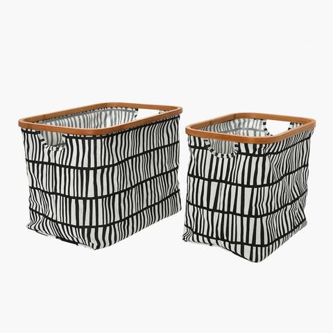 Bamboo Rimmed Krush Hamper with Cutout Handles - 12.0"L x 18.0"W x 13.0"H