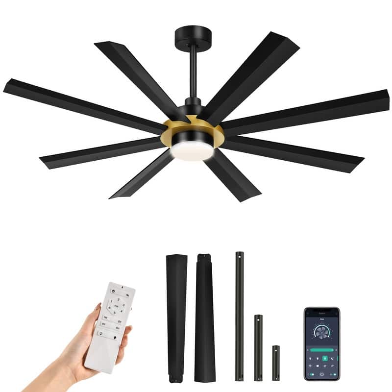 Moasis 8-Blade Large LED Ceiling Fan with Light and Remote Control