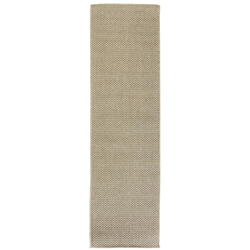 Style Haven Veranda Tonal Woven Basket Weave Indoor-Outdoor Rug - 2'3" x 7'6" Runner - Light Brown