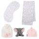 preview thumbnail 2 of 6, Lambs & Ivy 5 Piece Pink/Gray Plush Infant/Newborn Baby Gift Bag w/ Swaddle