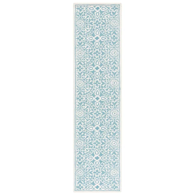 SAFAVIEH Handmade Metro Diantha French Country Wool Rug - 2'3" x 9' Runner - Teal/Ivory