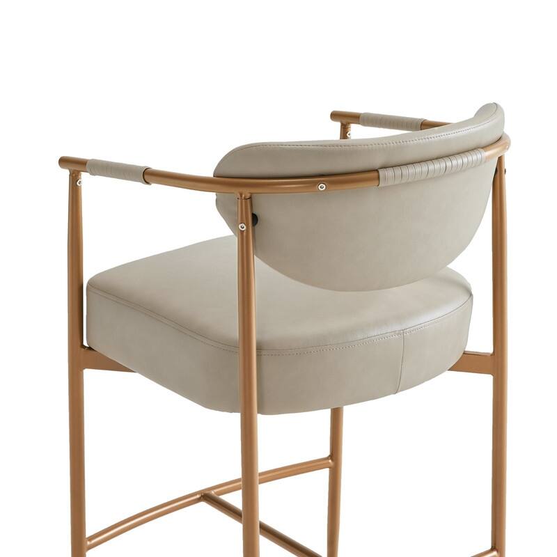 Spruce & Spring Modern Counter Stool with Gold Metal Frame and Woven Strap Arm