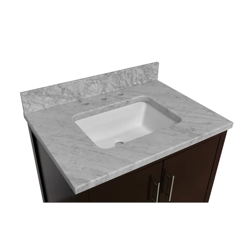 KitchenBathCollection California 30" Bathroom Vanity with Carrara Marble Top