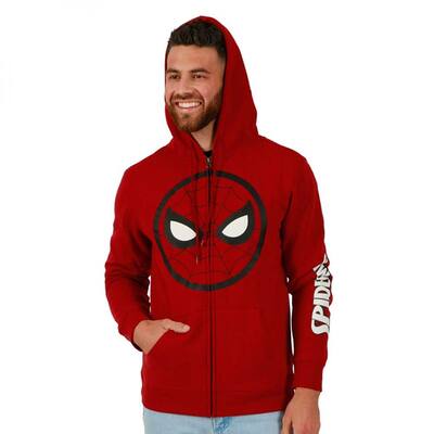 SpiderMan Mask Logo ZipUp Hoodie With Sleeve Print