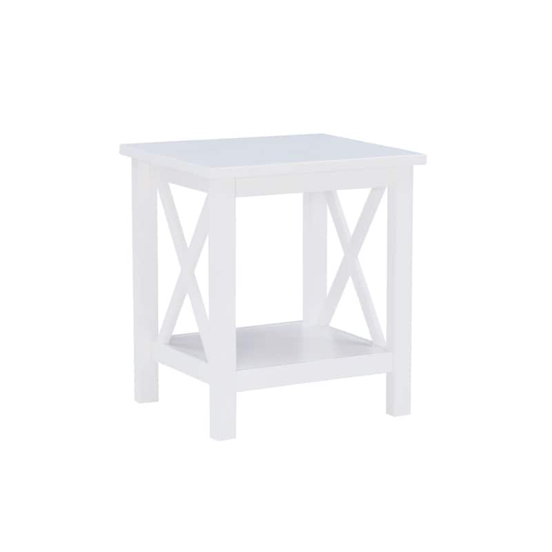 Accent End Table with Bottom Shelf - 22" - Antique White